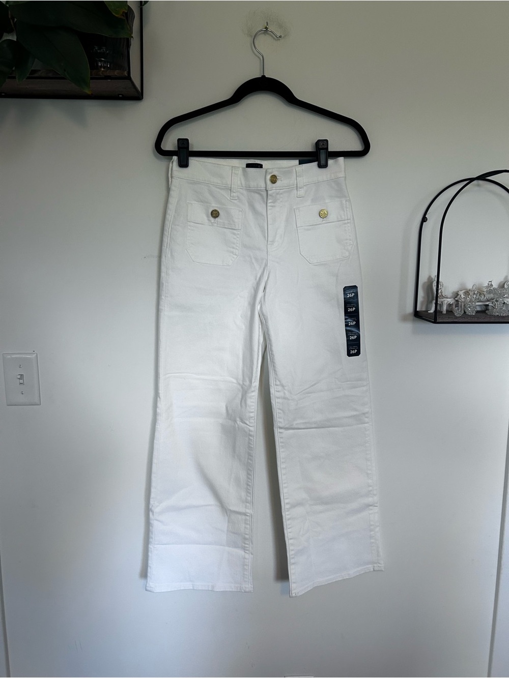 NWT J.Crew Factory Petite White Full Length Slim Wide Leg Jeans Size‎ 26P